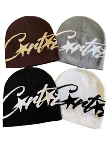 Unisex Star Letter Jacquard Knit Beanie Hat, Fashionable Y2K Style, Suitable for Daily Wear, Outdoor Sports, Street Parties