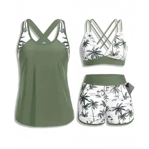 Daci Women Three Piece Tankini Swimsuits - Tummy Control Tank Top with Bra Modest Bathing Suit with Pockets Boyshorts Bottom  SwimWeek  summervibes