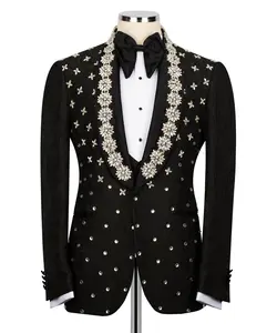 Handmade Midnight Bloom Black Crystal Tuxedo