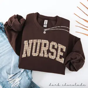 Nurse Sweatshirt, Gingham Nurse Shirt, Trendy RN Crewneck, Nursing School Graduation Gift, Aesthetic Nurse Week Sweater, Registered Nurse