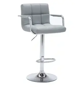 Upholstered Adjustable Retro Bar Stool, Swivel Counter Chair with Padded Seat and Backrest, Vintage Kitchen Dining Home Furniture