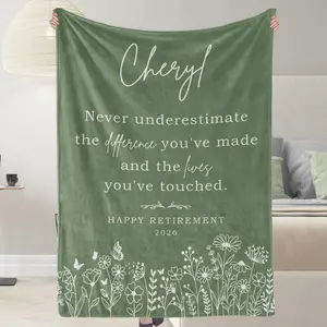 Custom Retirement Blanket, Personalized Gift for Retiree,  Present Teacher, Nurse, Boss or Co-Worker, Happy Retirement Keepsake Gift Idea