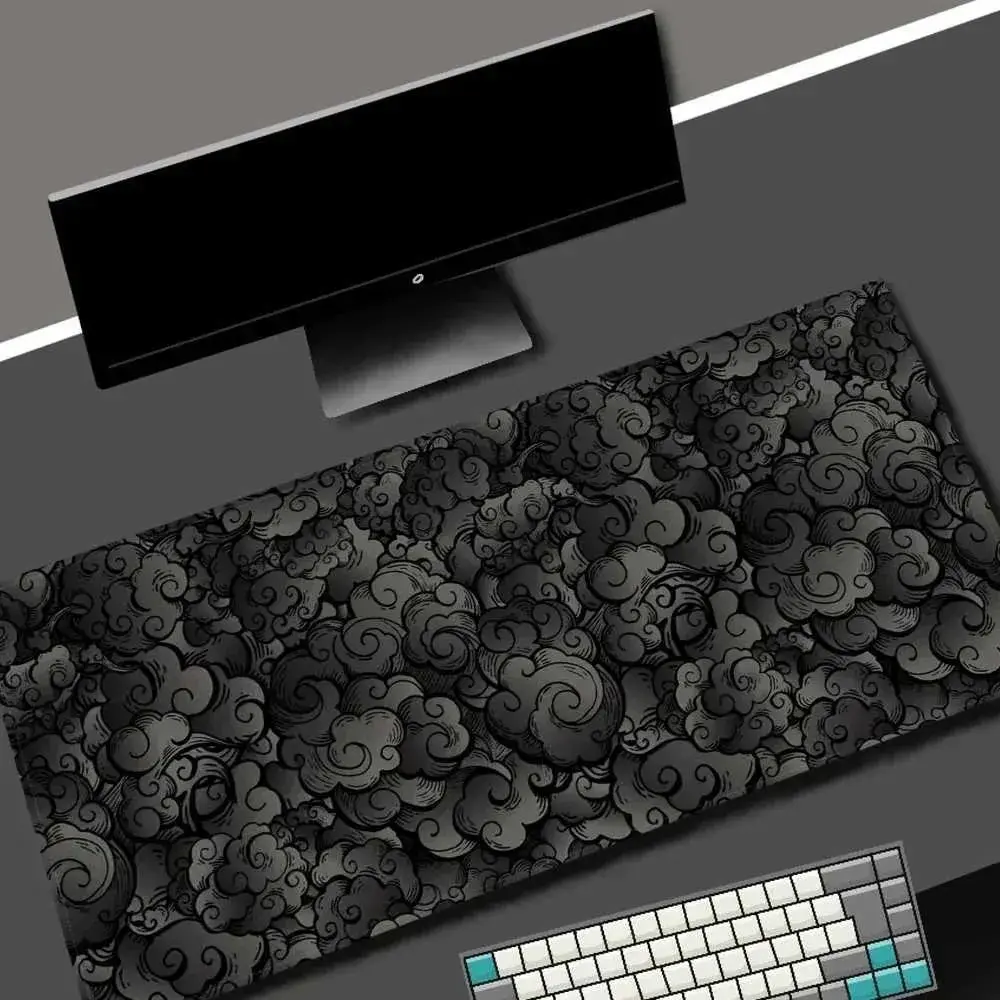 Japanese cloud mouse pad Kawaii Black desk mat office carpet Large computer