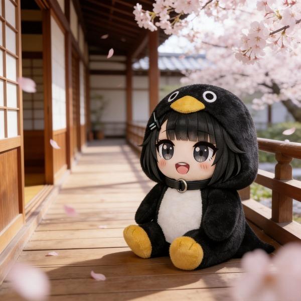 23cm Kawaii Stuffed Penguin Plush - Super Soft Fluffy, Anime Girl Design, Soft Fabric, Fluffy Texture, Cute Look, Cuddly Kawaii Doll, Ideal for Girls' Gifts, Anime Themed Room Decor Collectibles