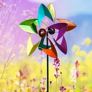 Colorful Sunflower Dual-Spin Metal Wind Spinner, 360 Degree Rotating Flower Design, Garden Stake for Patio, Lawn, Wedding Decoration, Garden Accessories
