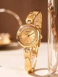 Elegant Quartz Watch for Women, Full Diamond Bezel Design, Bracelet Style, Perfect Gift for Girlfriend Wife Best Friend