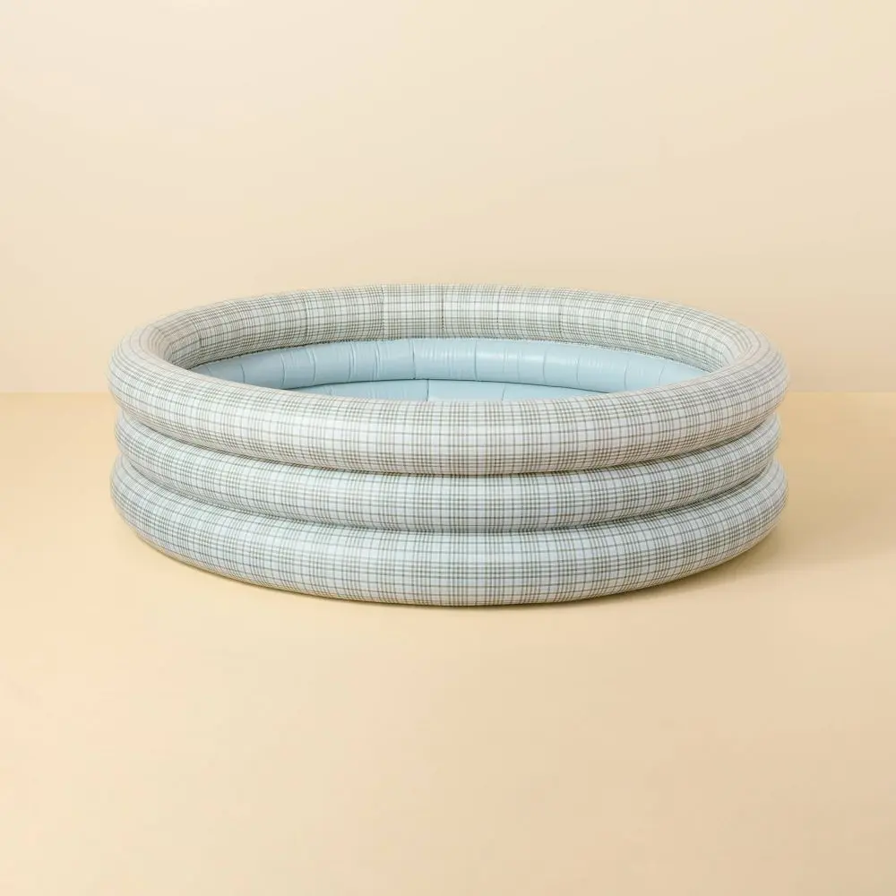 132 Gallon Layered Plaid Inflatable Kiddie Pool Green/Blue - Hearth & Hand with Magnolia