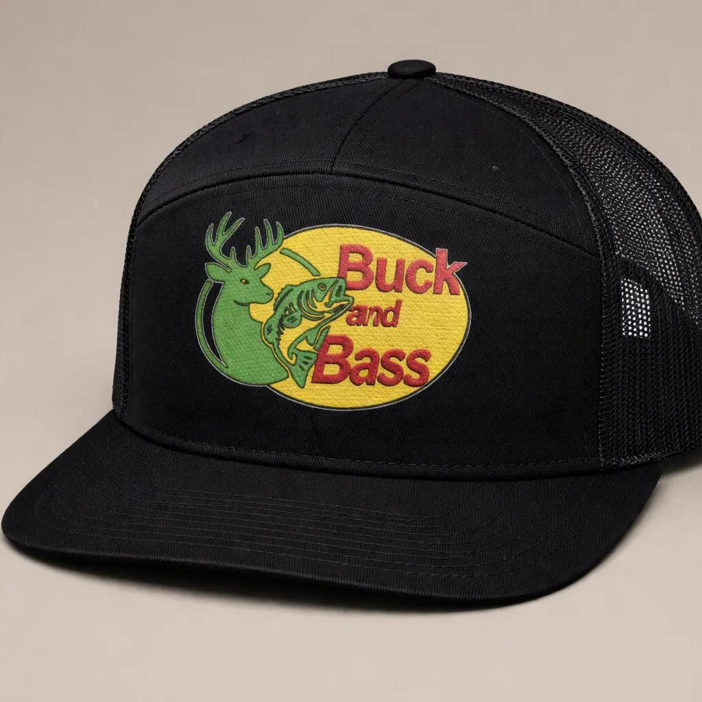 7 Panel Flat Brim All Black