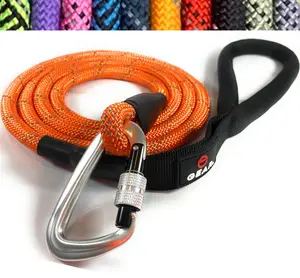Enthusiast Gear 6' Foot Climbing Rope Dog Leash with Locking Carabiner for Large and Medium Breeds