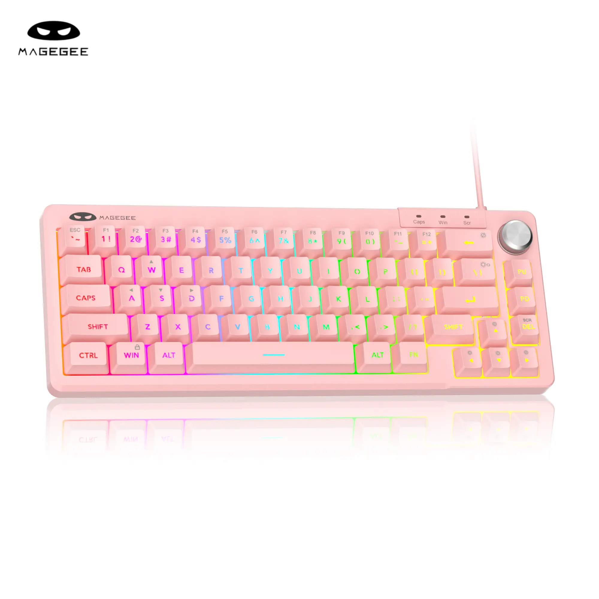 MageGee TS68 65% Gaming Keyboard, Pink Cute Compact Keyboard with RGB Backlit, Ergonomic Mechanical-Feeling Keys, Aesthetic Computer Keyboard for PC, Mac, Office & Gaming