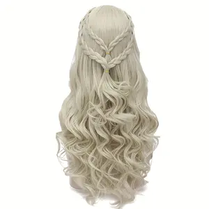 Long Silvery Braided Wig for Women, Designed for Cosplay As a Dragon Queen