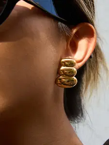 Ladies Earrings Geometric Smooth Three Layer Pendant Earrings Stainless Steel 18k Gold Plated Waterproof Anti Allergy Dynamic Design Classic Modern Quality Jewelry Classic Style Earrings