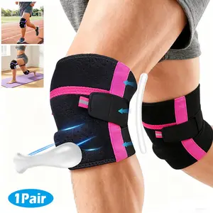 1 Pair Knee Brace with Silicone Pads Support & Side Stabilizers, Adjustable Compression Knee Wrap for Women and Men Sports, Basketball, Football, Running, Soccer, Cycling, Volleyball, Tennis