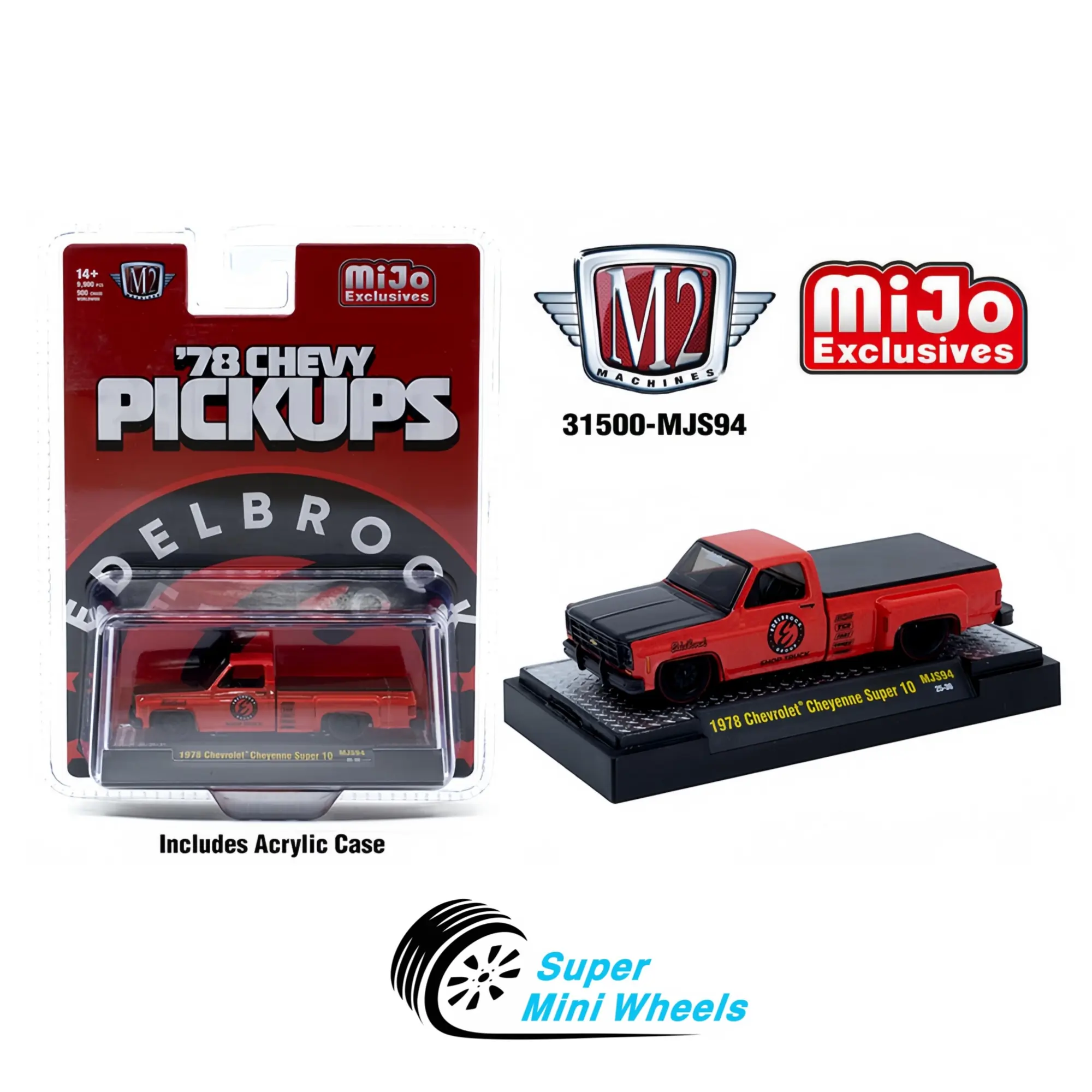 M2 Machines 1:64 1978 Chevrolet Cheyenne Super 30 Custom EDELBROCK – Red