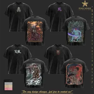 [Collection] Retro Vintage Shadows Die Twice Inspired Washed Tee – Sekiro Shinobi Boss Anime Double Printed Graphic T-Shirt, Unisex Oversize Anime Manga Streetwear Heavyweight Cotton Wash Tee, Gift for Anime Fans