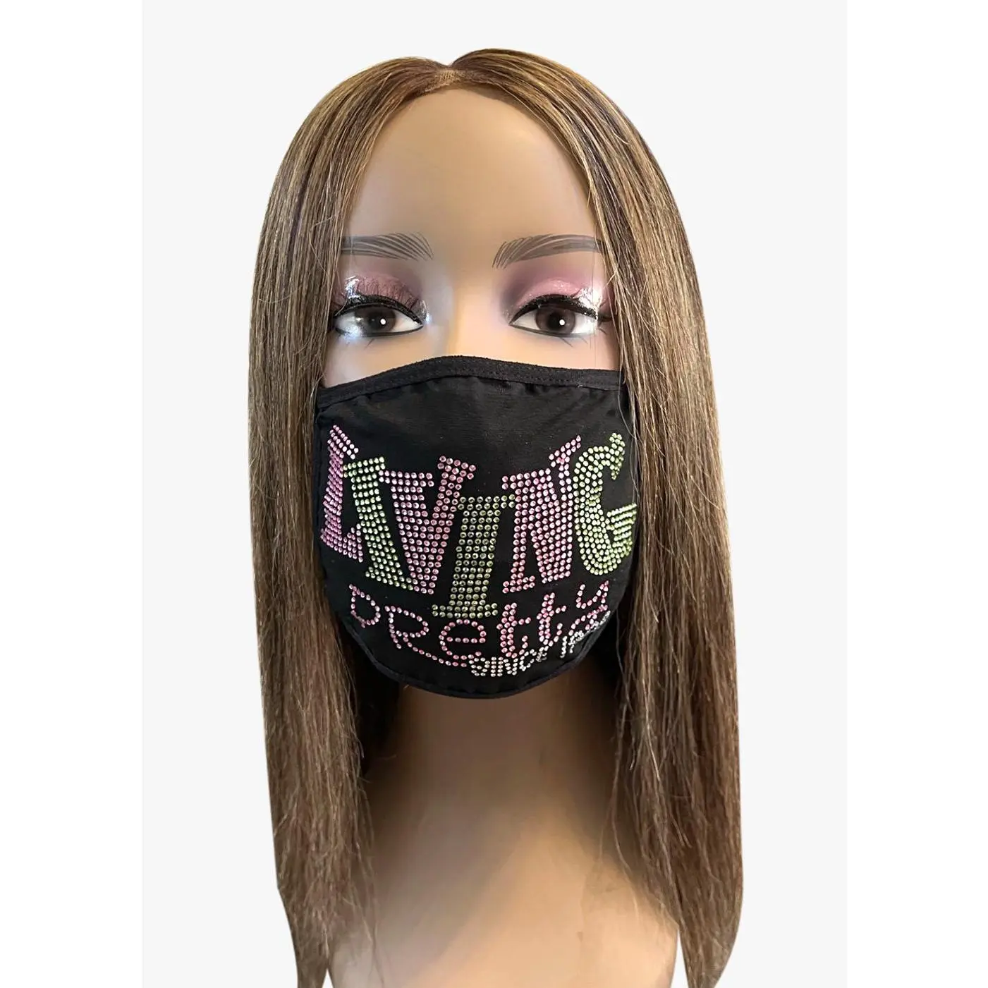 Alpha Kappa Alpha Living Pretty Since 1908 Rhinestone Bling Face Mask