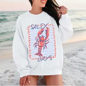 coastal lobster sweatshirt, Salty Days lobster sweater, fisherman aesthetic gift, coquette lobster, marine life nature lover sweatshirt Crewneck Womenswear