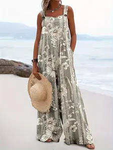 BONBON Spring/Summer Vacation Style Loose Women's Floral Print Overalls