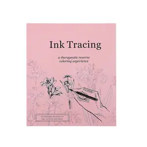 Adult Healing Coloring Book, Reverse Flower Ink Tracing Art, Stress Relief Line Drawing Workbook, Framable Art Creation, Non-Disposable, Coloring Gift Book