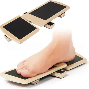 Ankle Strengthening Balance Board Side Kick Ankle Board, Features - Ankle Balance Trainer, Single Leg Stability and Foot Stretching Device, yoga Pilates wooden stable support ankle balancer, foot balance training board, home fitness equipment