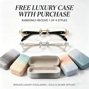 Rimless high quality eyewear, frameless HD vision glasses with clear lenses and diamond-cut edges, stainless steel fashion temple decor, lightweight unisex adults' accessories in silver for computer and daily use, men’s gifts, perfect Mother’s Day gift. t