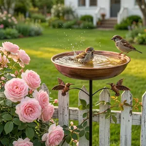 Metal Bird Bath for Outdoor Use, 10" Diameter Bowl Bird Bath Feeder for Outdoors, Vintage Standing Bird Bath for Garden, Patio, Yard, And Lawn Decor (Bronze with Bird),summervibes