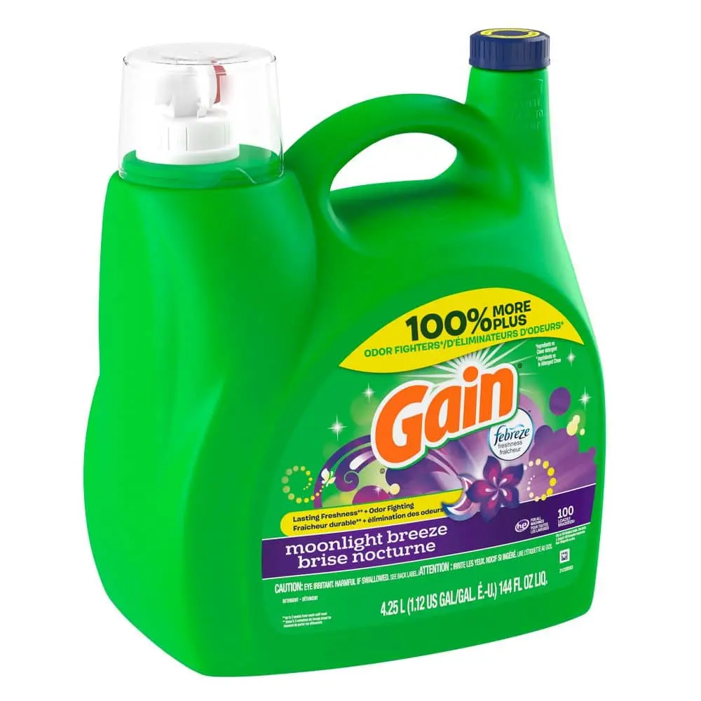 Baby Safe Scented Laundry Detergent, 144 oz Moonlight Breeze Anti-Odour Deodorizing Liquid Detergent (100-Loads), Anti-Odour Laundry Detergent