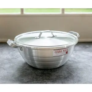 Cazo, 9.5" w/Lid - Kitchen Pot & Pan, Traditional Style, Aluminium Cookware