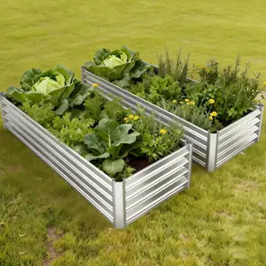 GAOMON Galvanized Raised Garden Beds, 2 Pack 6x1.5x1 ft Outdoor Metal Planter Boxes for Vegetables, Flowers and Herbs