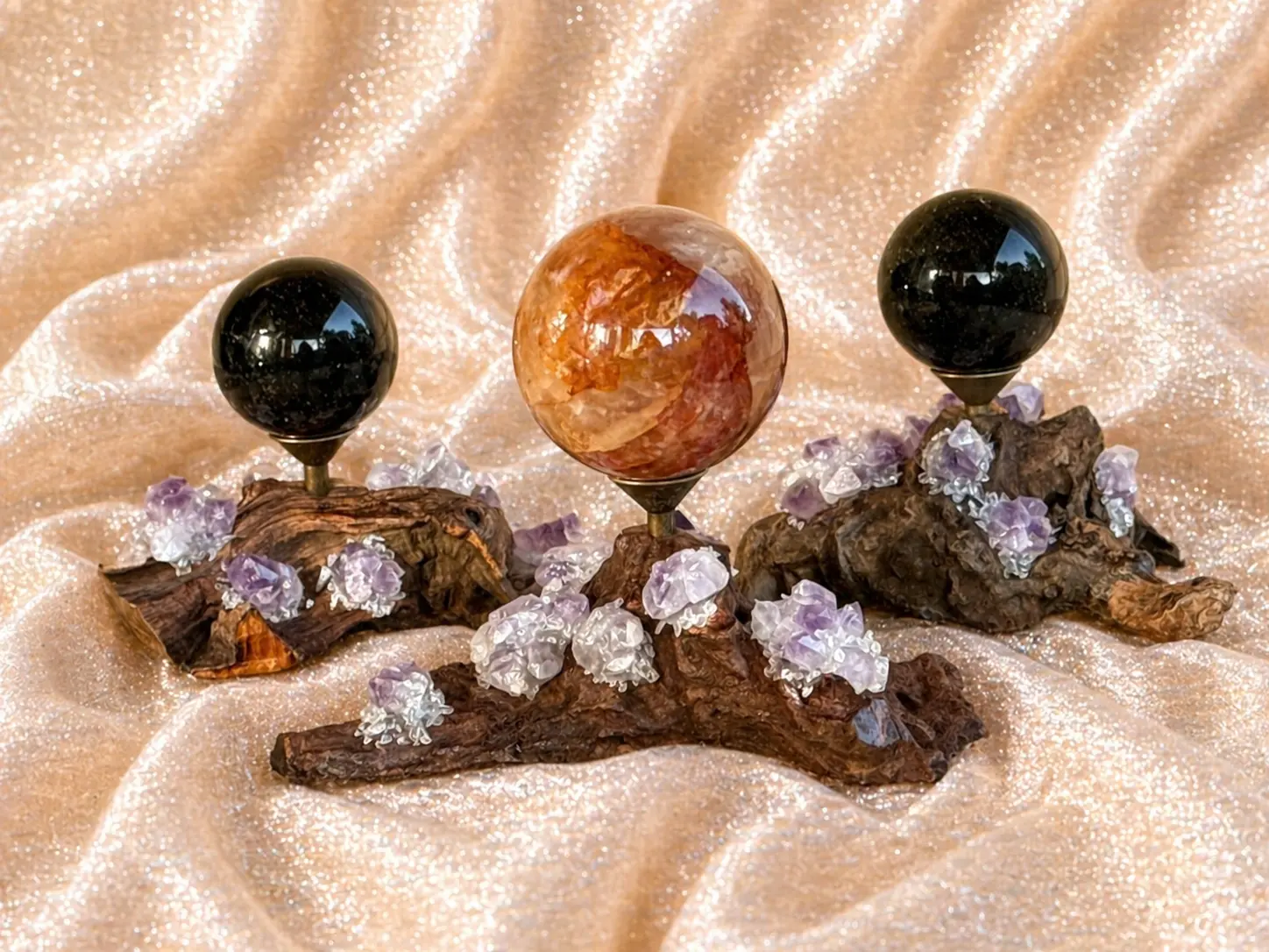 Amethyst Point Driftwood Sphere Holder