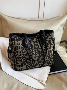 Fashion Leopard Pattern Shoulder Bag, Casual Large Capacity Tote Bag for Women, Trendy All-match Bag for Daily UseGift