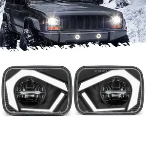 Partsam 2025 H6054 LED Headlights 7x6 5x7 Headlamp Hi/Low Sealed Beam Lights [DOT] [Start & End Animation] [Anti-glare] [DRL] [Sequential Turn Signal] Compatible with Cherokee XJ Wrangler YJ D21 etc