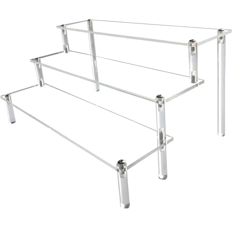 Acrylic Riser,Clear Display Risers Stand Perfume Organizer Cologne Acrylic Shelves 3 Tiered Cupcake Shelf Cosmetic Vendor Product