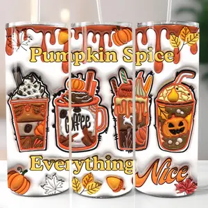 Pumpkin Spice 30oz Skinny Tumbler Drinkware Portable Washable Reusable