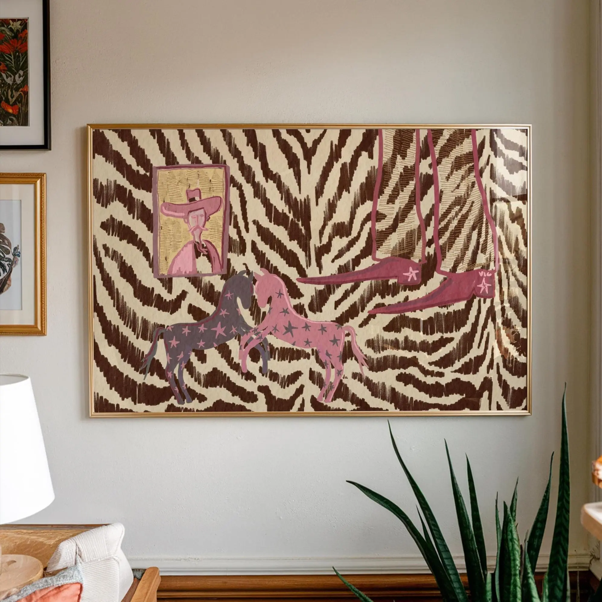 [NO FRAME]- Rodeo Pink Collage, Cowgirl Wall Art Print, Pink Western Decor, Rodeo Collage Poster