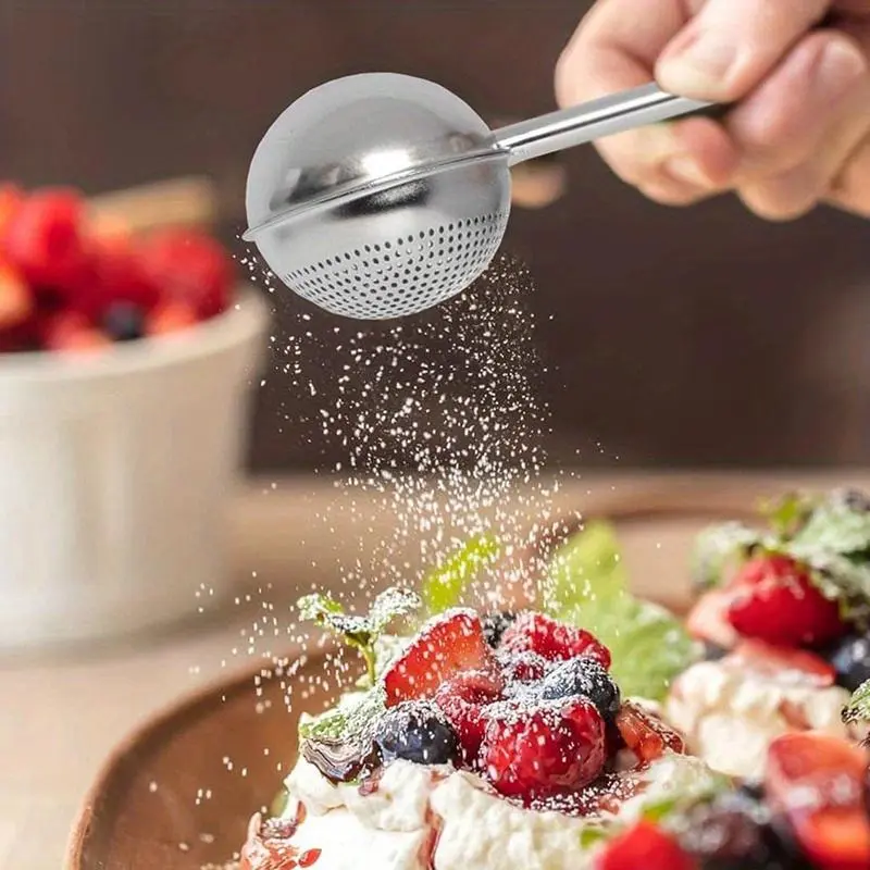 A Stainless Steel Powdered Sugar Shaker for Baking, a Coffee Separator, a Tea Infuser Filter, And a Manual Flour Sifter Tool, Suitable for Loose Leaf And Herbal Teas, Sugar, Flour, And Spices - an Ideal Choice for Restaurants, Food Trucks