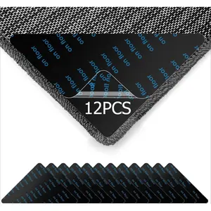 12 Pcs Double Sided Rug Tape - Non Slip Rug Gripper for Hardwood Floors & Tiles, Reusable Washable Rug Pad Sticker to Keep Corners Flat
