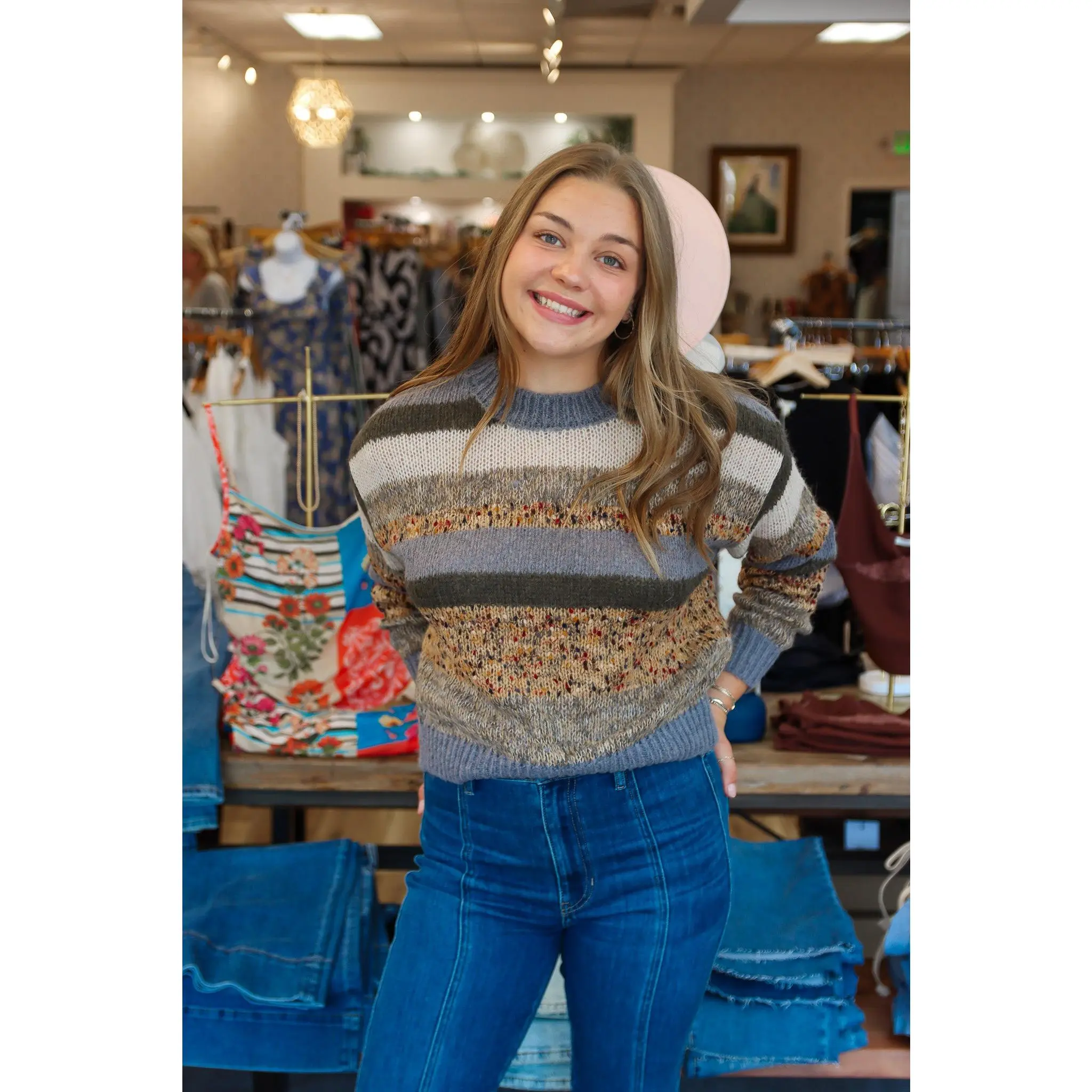 SAGE THE LABEL "DAFFODIL" STRIPE SWEATER