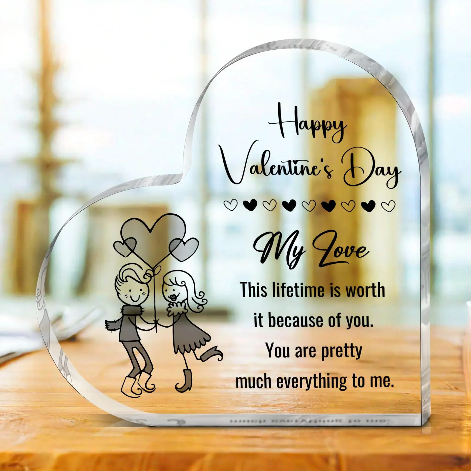 Acrylic Heart Shaped Memorial Plaque, Creative Heart Shaped Acrylic Plaque, Romantic Birthday Anniversary Gift for Girlfriend Boyfriend