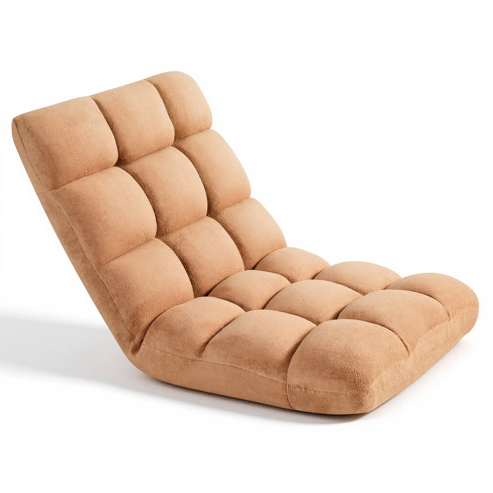 【SummerFinds】VEVOR Backrest Foam Folding Floor Chair, 14-Position Self-Adjusting Multi-Motion Upholstered Chair with Sturdy Metal Frame, Recycled Foam & Coral Fleece Surface, for Reading & Relaxing, Brown, Backrest Folding Chairs, Foam Folding Chairs