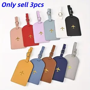 Fashionable Travel Luggage Tag, 3 Counts/set PU Leather Luggage Tag, Privacy Protective Travel Bag Tag, Travel Accessories, Attach