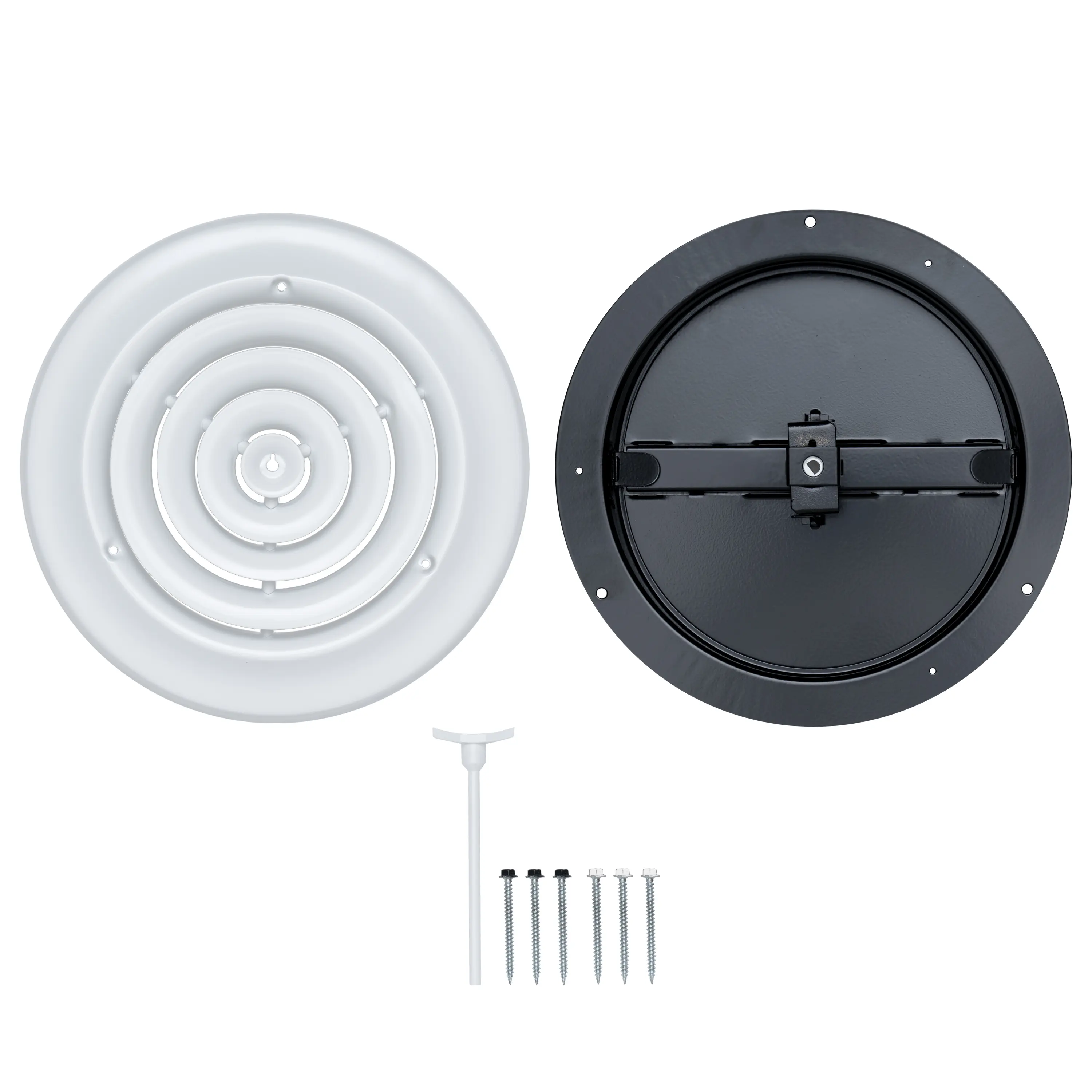 Handua Steel Round Air Supply Diffuser for Ceiling | Steel Butterfly Damper&Handle Key Included | Round Diffuser Vent Cover | White