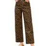 luvamia Women's High-Waisted Wide Leg Leopard Print Ankle-Length Stretchy Denim Jeans - Streetwear, Weekend Pants for Women, Trending Clothes with 90s Look, Pockets, Zipper, Button