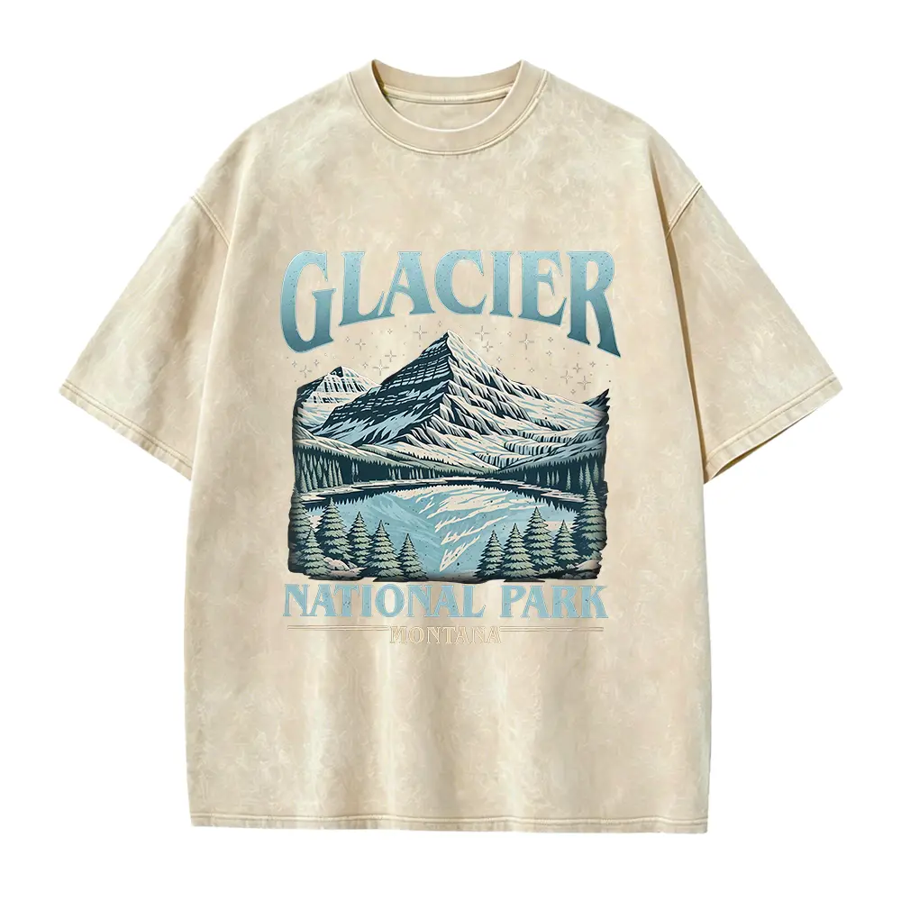 Glacier National Park Montana Graphic Tee, Retro Vintage Hiking Shirt, Nature Top