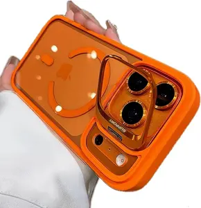 Suitable for iPhone 17 16, 15, 14, 13, 12 Pro Max, Plus, magnetic phone case with holder, [compatible with MagSafe] built-in hidden holder, transparent shock-absorbing soft cover camera lens protective case suitable for iPhone 17 Pro Max 6.9 inches