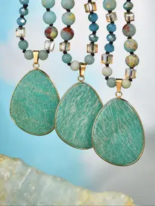 Women's Natural Stone & Glass Bead Necklace - Bohemian Style Layered Chain Jewelry for Women, Mother’s Day Gift, autumn and winter Daily Wear