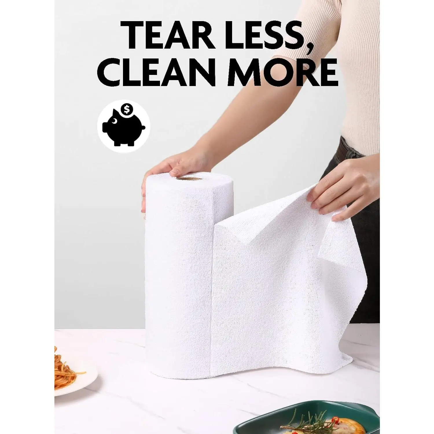 Microfiber Cleaning Towels Roll Form, 12x12 in Tear-Away 75-Pack Absorbent Sheets Cleaning Cloths, Soft Reusable Machine-Washable Lightweight Scratch-Free for Home, Car Use (White), Dust Remover Cleaning Cloths