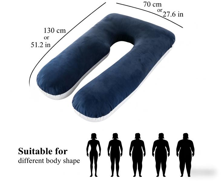 U Shaped Full Body Pillow, Soft Velvet Support Pillow for Sleeping, Relaxing & Daily Use, Washable Cover Comfort Home Pillow, Perfect Gift for Family & Friends
