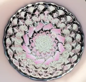 Midnight Lotus Silver Glaze Jian Zhan Decorative Plate