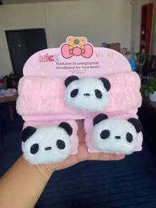 Women's Sweet Animal Cartoon Panda Hairband Set, Cute Paper Hair Accessories, Wash Face Wrist Band, Stylish Hairstyle Organizer